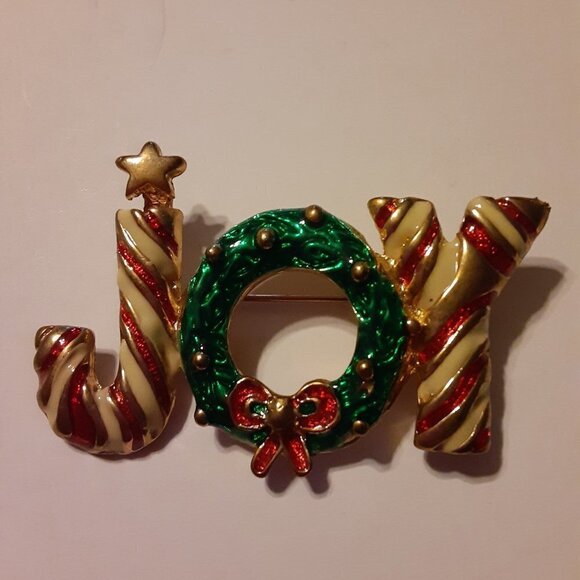 Joy Christmas Brooch - Picture 1 of 3